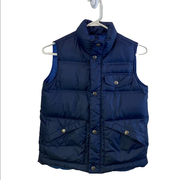 Down Navy Kids Vest Button up front pockets S/8US Lands End - Picture 1 of 5